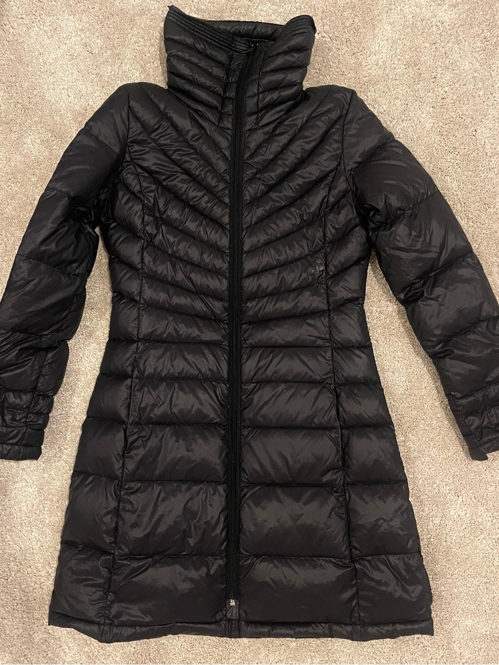 Bernardo goose down feather Women's Black Packable Long Puffer Coat